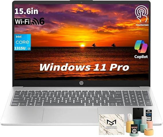 HP Flagship Touchscreen Laptop Computer - 15.6" HD Display, Intel 13th Core i3-1315U CPU, Up to 4.5GHz, Intel UHD Graphics, AI Copilot, Wifi6, Win11 Pro for Business & Student(32GB RAM, 1TB SSD)