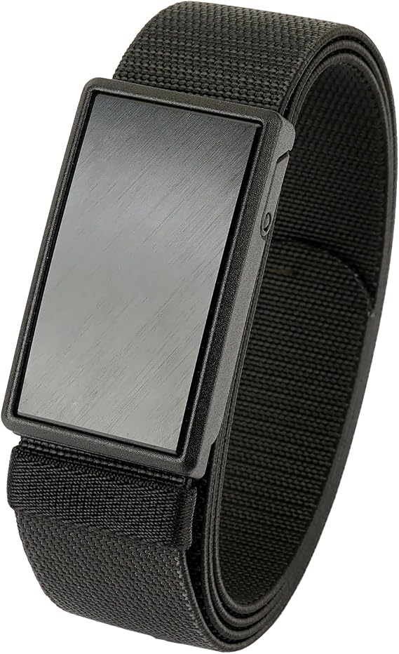 Mens Magnetic Belt 1.38" Wide Quick Release Metal Buckle Elastic Nylon Webbing Stretchable Golf Belts