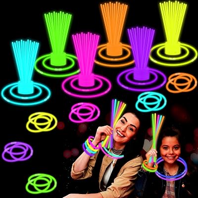 Glow Sticks Party Pack 8-50, Light up Bracelets & Necklaces Accessories for Kids, Neon Glow in the Dark Valentines Day Party Favor Supplies Decoration for Birthday Camping Wedding Dance Parade