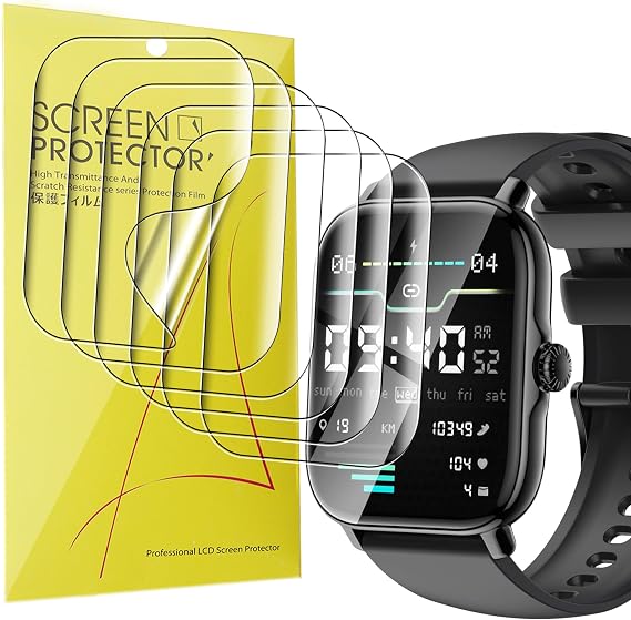 Compatible with QUIXOVA Smartwatch Screen Protector, Lamshaw Full Coverage TPU Clear Film Compatible with QUIXOVA P72/LLKBOHA P72 Smartwatch-1.85 Inches (TPU-6 Pack)