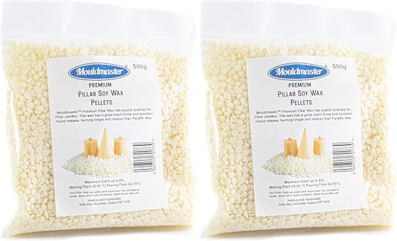 Mouldmaster Premium Pillar Soy Wax Pellets 500g, White/Cream (Pack of 2)
