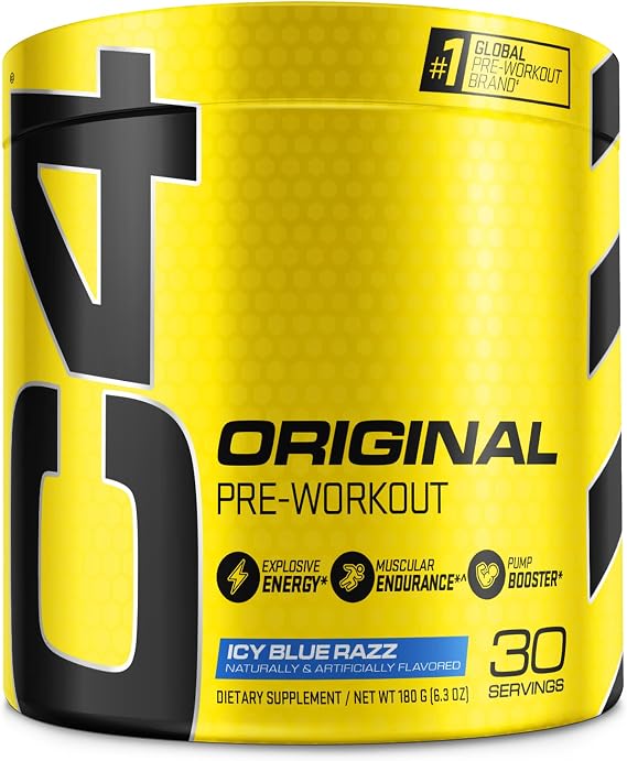 C4 Original Pre Workout, 150mg Caffeine, ICY Blue Razz, 30 Servings