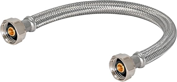 Eastman 20 Inch Steel-Flex Faucet Connector, Braided Stainless Steel Supply Line with 1/2 In. FIP Ends, 48017