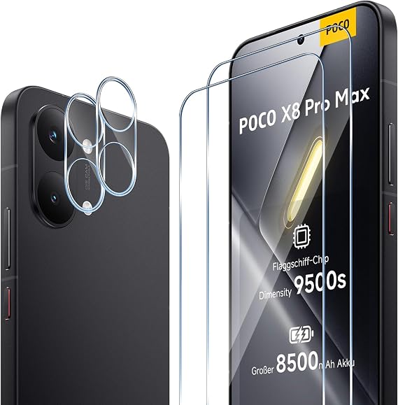 Screen Protector for Xiaomi POCO X8 Pro Max 5G, 2+2 Pack