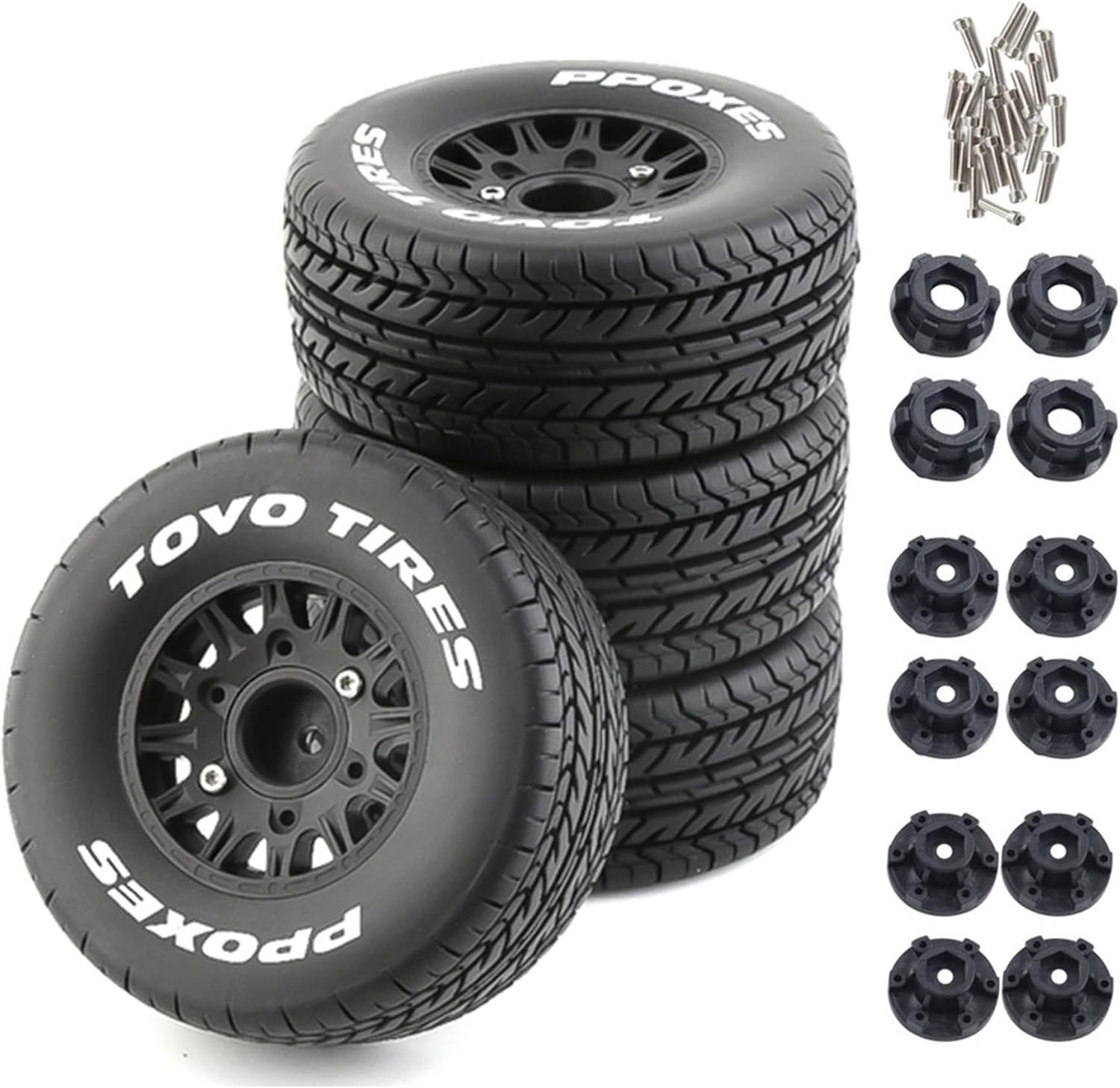 113mm Tire 18 110 Short Course Track Wheel Tire 12mm 14mm 17mm Hexagon 18 110 Scale RC On-Road Car HSP Sonic 94102 GT LC RACING PTG-2 Tamiya TT02 Black A
