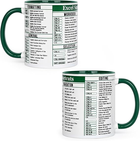 Cabtnca Funny Excel Mug, Accountant Gifts for Women Men, Christmas Birthday Gifts for Accountants CPA Coworkers Accounting Student, Excel Super Shortcuts Mug, 11 Oz