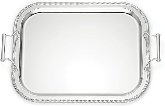 Reed & Barton Silverplate Rectangular Serving Tray with Handles, 16-Inch