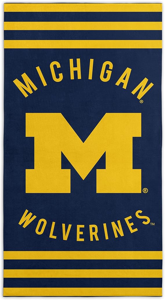 Northwest NCAA Michigan Wolverines Unisex-Adult Beach Towel, 30" x 60", Stripes