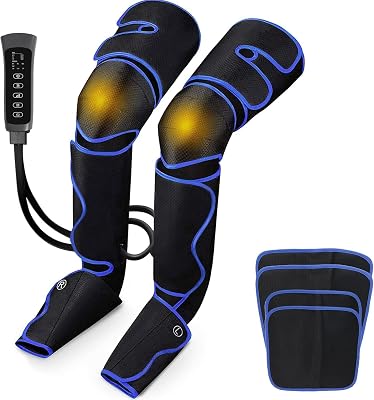 Air Compression Leg Massager Full Leg Massager for Thigh Calf and Feet Relaxation with 4 Adjustable Extension Straps