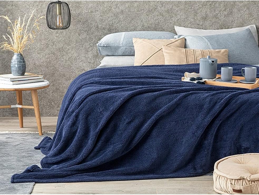 Mulberry Wellsoft Battaniye Televizyon Battaniyesi Peluş Polar Çift Kişilik 220x230 - Lacivert