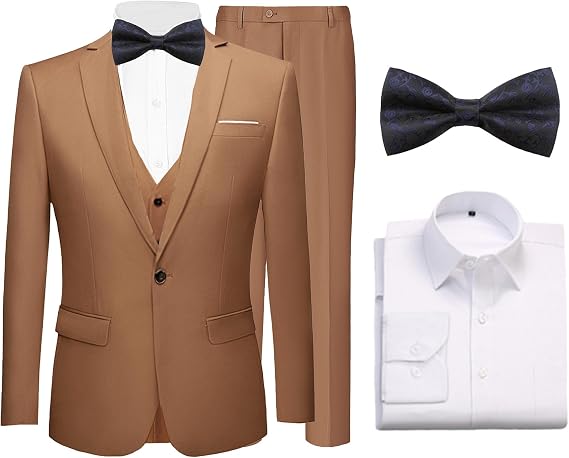 Men's Slim Fit 3-Piece Tuxedo Suit with Shirt & Bow Tie