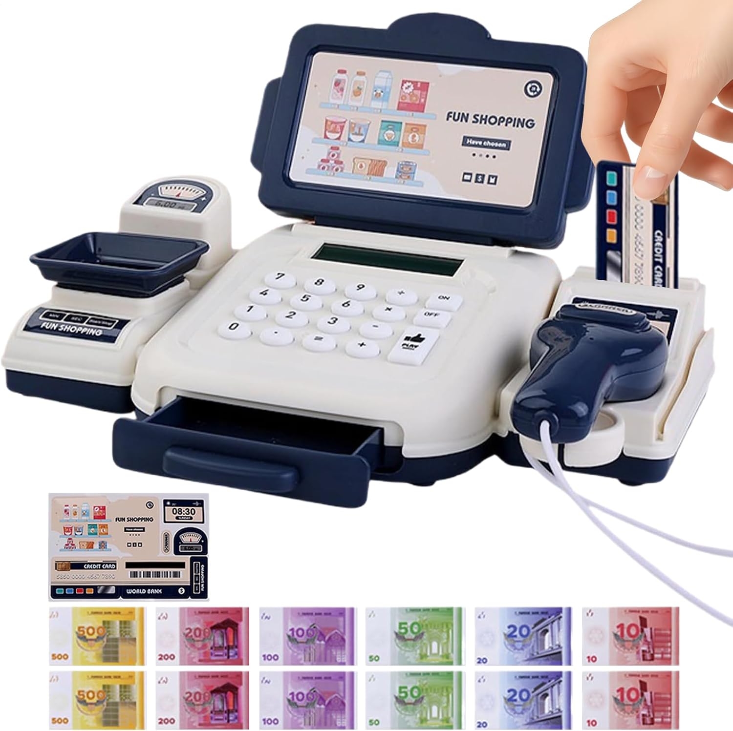 Toy Cash Register | Scanner Complete Math Learning Shopping Playset,Play Calculator Cash Register Toy | for Preschool Girls Boys Children Prechoolers Daughter Son
