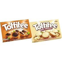 Toffifee Chewy Nougat Caramel Cups With Hazelnut & Smooth Chocolate Treats Bundle - 15 Original Pieces & 15 White Chocolate Pieces (Total 30 Pieces)
