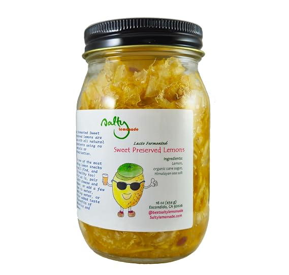 Lacto Fermented Sweet Preserved Lemons - 16oz (Pack of 2 (16oz))
