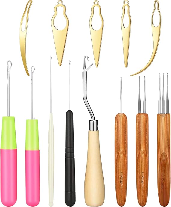 WILLBOND 13 Pcs Dreadlock Crochet Needle Tool Set for Hair Braiding