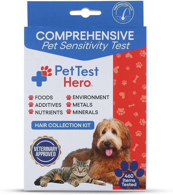 Pet Food & Environmental Sensitivity Hair Sample Testing Kit Over 460 Items Tested at-Home Non-Invasive Collection for Dogs & Cats Informational Report for Pet Owners