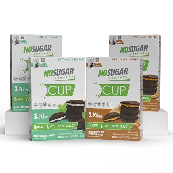 No Sugar Keto Cups, Variety Pack, Mint & Peanut Butter, 17g x 48 Count