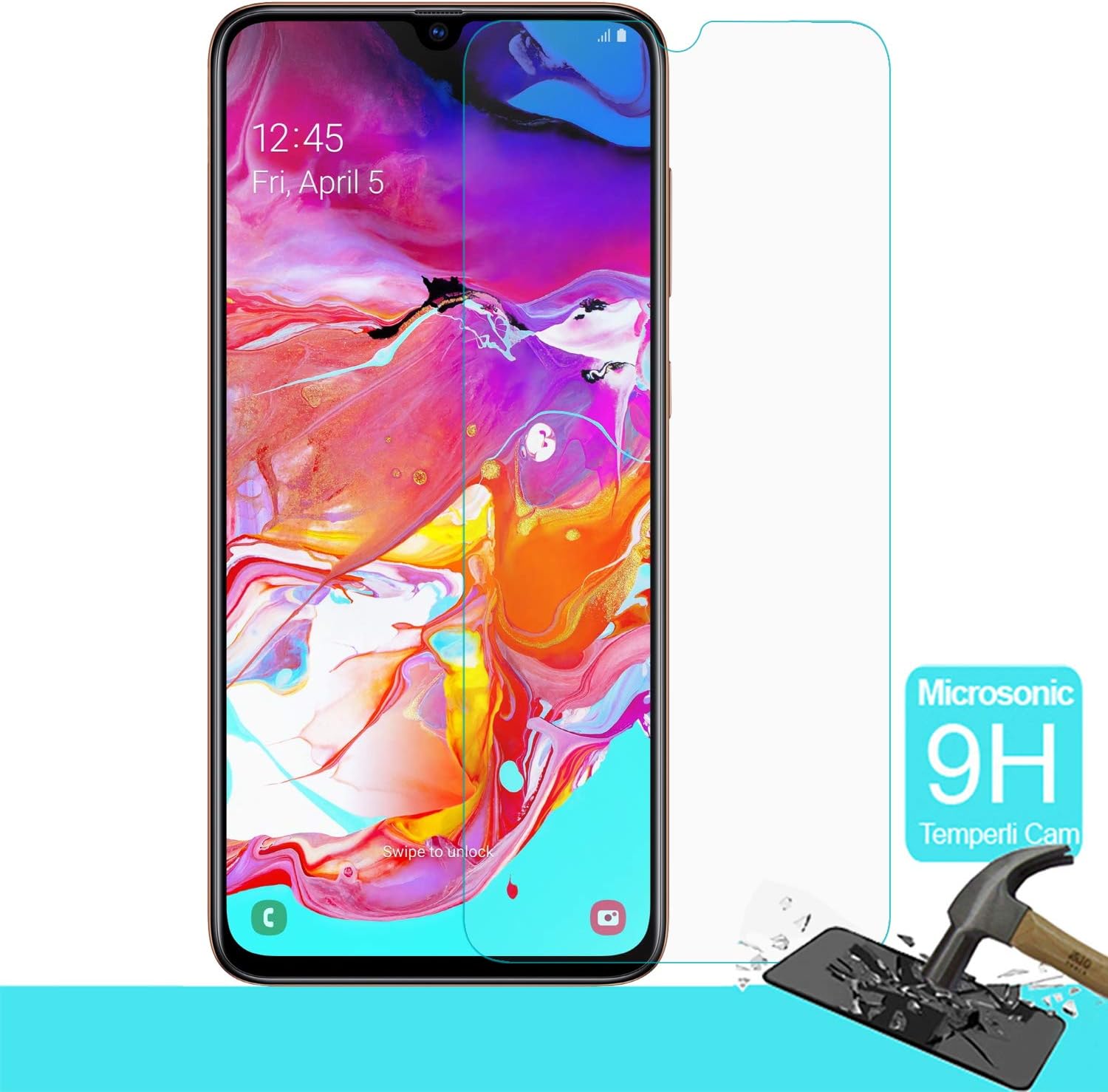 Microsonic Samsung Galaxy A70 Tempered Glass Screen Protector [Screen Protector Compatible with Galaxy A70]