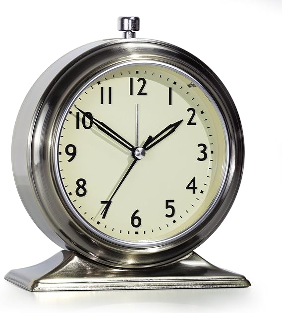 AYRELY 5.5" Vintage Metal Alarm Clock, Desk and Table Clock for Shelf