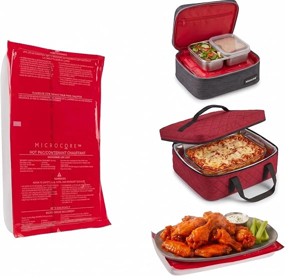 Vesture Hot to Go Heat Pack - Keep Food Hot - Replacement Microcore Pack for Casserole Carriers (Red Pack For Microwave Heating) - Very Durable & Lasts for Several Hours - Contains Non Toxic Liquid