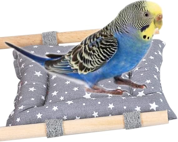 Kuş Yatağı En Sünger Dolgulu, 2 Ahşap Tünekli Dinlenme Alanı 11 Cm Boy 11 Cm