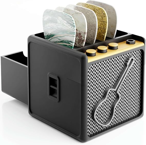 HOTCAN Guitar Pick Display Holder | Guitar Pick Display for 2mm Picks | Stylish & Practical Bass Picks Organizer for Home, Studio, Classroom | Ideal Music Gift for Musicians, Men, Women, Teens (Black)