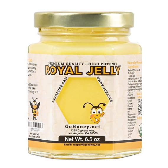 Royal Jelly Organic - 100% Pure & Raw Royal Jelly - 6.5 oz, Glass jar