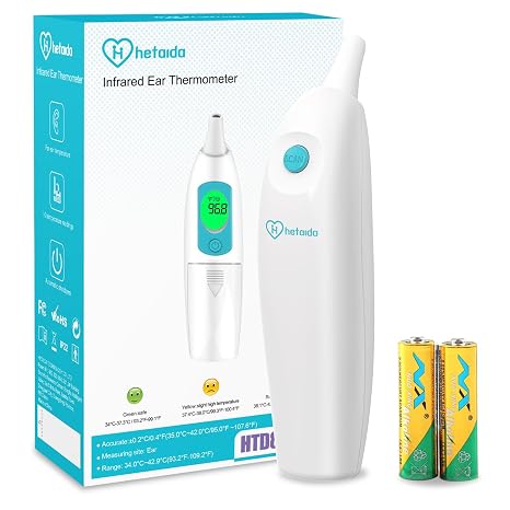 Ear Thermometer for Adults and Kids, Digital Thermometer with Fever Alarm and Instant Accuracy Readings, Infrared Thermometer Gun for Infants, Baby Thermometer, Fast, Reliable