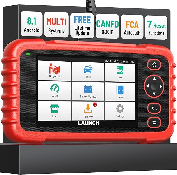 Launch OBD2 Scanner CRP123X V3.0 Elite,7 Resets Scan Tool,Lifetime Update | CANFD/DoIP,FCA SGW,Oil/Brake/BMS/SAS/D PF/ABS/Throttle Reset,Multi System,Graphic Live Data,Battery Test,Auto VIN,Android 8.1