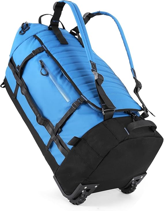 Rolling Duffle Bag with Wheels,86L 30Carry on Luggage with Wheels,Folding Travel Bag,Duffle Backpack with Separate Shoe Compartment (Blue)