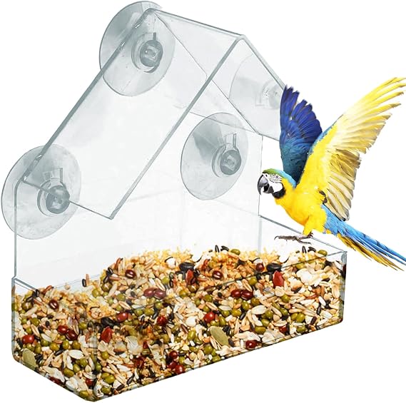 Window Bird Feeder – Clear Acrylic Bird Feeder for Outdoor Birds, Easy to Mount and Perfect for Bird Watching