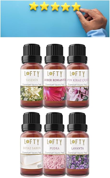 LOFTY 6X Favori Seti Esansiyel Uçucu Yağ, Buhurdanlık Yağı, Difüzör Esansı, Oda Kokusu Sihirli Küre 10ml