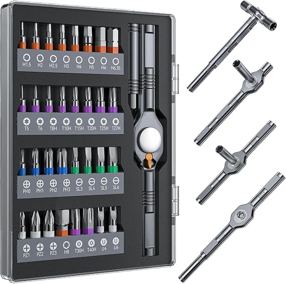 Wesdut 32in1 T Handle Magnetic Ratchet Screwdriver Set, [Freely Combine 5+ Grip Styles] Screw driver, Ratcheting Allen Wrenches Sets, Repair Tool Kit for Computer, Bicycles, Furniture, Electronics