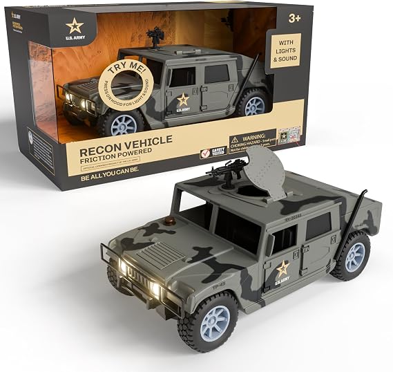 Lollipop U.S. Army Recon Vehicle, Military Vehicle Toys, Army Battle Truck, with Light & Sound, Roof Hatch Open & Close Features, and More. Perfect for Gift for Kids
