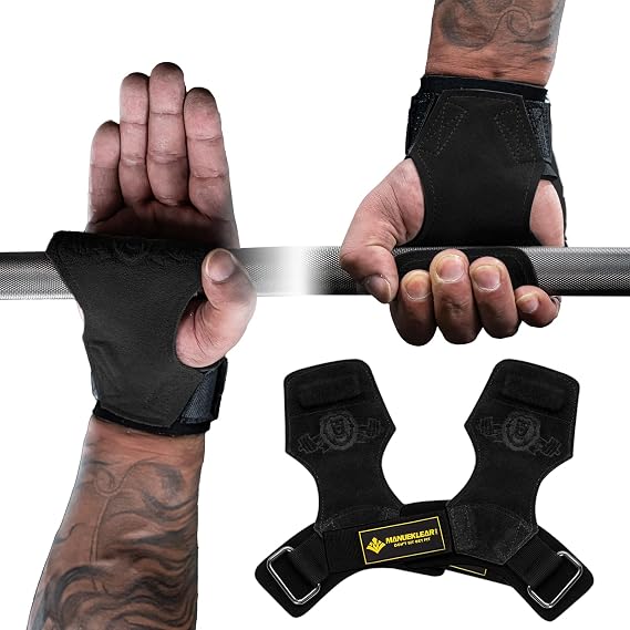 MANUEKLEAR Ağırlık Kaldırma Bilek Kayışları, Yastıklı Bilek Halkası, Deadlift için Deri Ağırlık Kaldırma Bilek Kayışları, Powerlifting, Erkek/Kadın için Ağır Omuz