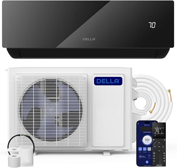 DELLA Umbra 18000 BTU Mini Split Air Conditioner, 19 SEER2 230V, Energy Efficient, Cools Up to 1000 Sq.Ft, 1.5 Ton Heat Pump, Work with Alexa and Wifi, Ductless Inverter System,Pre-Charged,16.4ft Kit