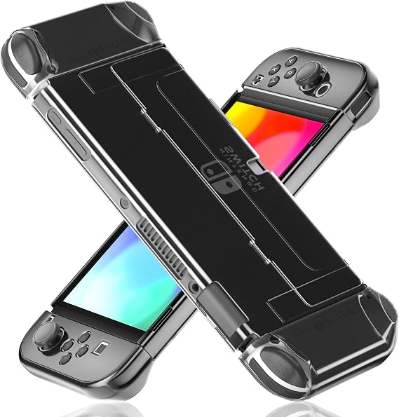[Improved Version] Dockable Clear Case for Nintendo Switch OLED 2021, FANPL Protective Case Cover for Switch OLED and Joy Con Controller - Strong and Durable, Not Easy to Fall Off (Black)