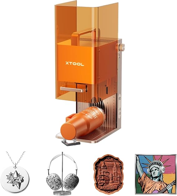 xTool F2 Laser Engraving Machine Only for Professionals in Commercial Use | 5W IR & 15W Diode Dual Laser, Built-in 50MP Camera, 6000mm/s, 3D Embossing, Color Metal Marking, On-Site & Small-Batch Ready