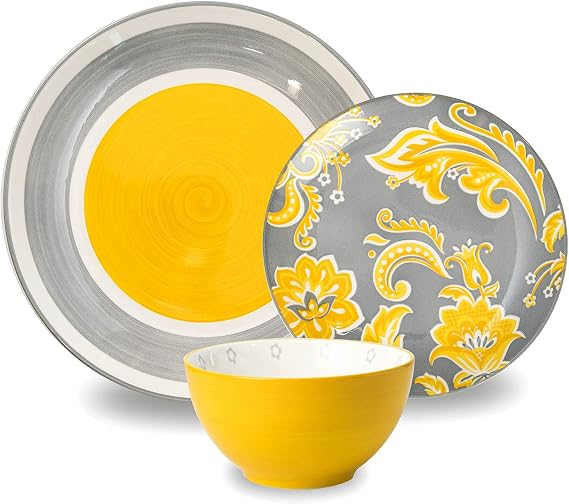 Wisenvoy Plates and Bowls Sets Ceramic Dinnerware Sets Plate Set Porcelain Dishes Set for 4 Dinner Plates