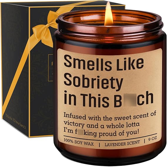 GSPY Smells Like Sobriety Candle - Sobriety Gifts for Women, Men