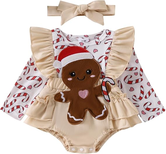 YINGISFITM Thanksgiving Baby Girl Outfit Turkey Romper Dress Long Sleeve Ruffle Onesie Fall Baby Thanksgiving Day Clothes