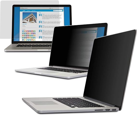 V7 PS15.0MA2-2N 15" Privacy Filter (16:10, 13.50 x 8.74 in / 34.3 x 22.2 cm, MacBook Compatible, Cleaning Cloth, mounting Straps) matt/Glossy
