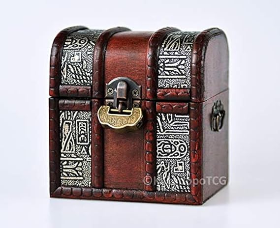 Elven Chest (Ancient Egypt) Wood Deck Box for Storage of Trading Card Games TCG MTG Magic FaB YGO EDH Commander FaB PTCG Dice and Counters