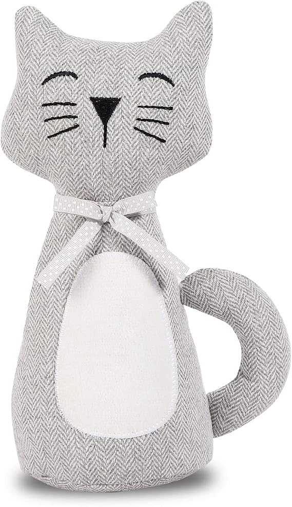 Cute Decorative Door Stopper for Home and Office Floor Door Stops, Fabric Animal Weighted Heavy Wall Protectors, Gray Cat