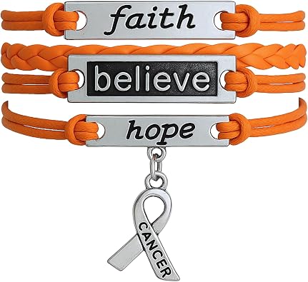 Orange Ribbon Infinity Bracelet for Women Adjustable Charm Jewelry for Leukemia, Kidney Cancer, ADHD, and Awareness Support