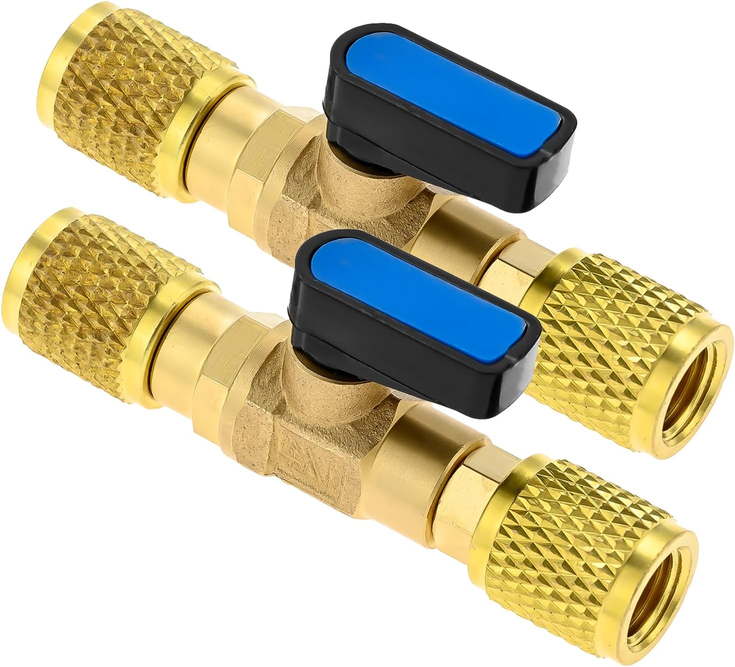 Mtsooning 2PCS Air Conditioner Ball Valve Adapter,14 SAE Female Thread Adapter Shut-off Flow Control, Brass Refrigeration Ball Valve Connector for Household HVAC Pressure Retention,Low Loss Fitting
