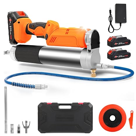 Electric Grease Gun,12,000 PSI 5.3 oz/min, 2 in1 Cordless Grease Gun with 2 * 2.0AH Batteries & Bright LED Light, Use for Standard Cartridge,Battery Powered Grease Gun