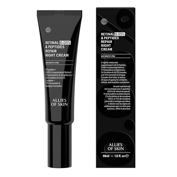 Allies of Skin Retinal 0.05% Peptides Repair Night Cream, 1.6 Fl Oz