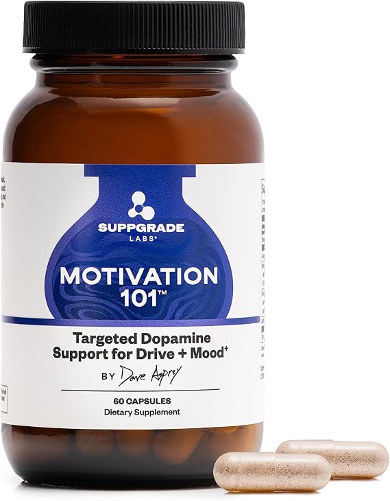 Motivation 101 by Dave Asprey | Targeted Dopamine Support for Drive + Mood | Supports Focus, Memory, Learning, Balanced Moods, and Positive Mental Outlook | 30 Day Supply