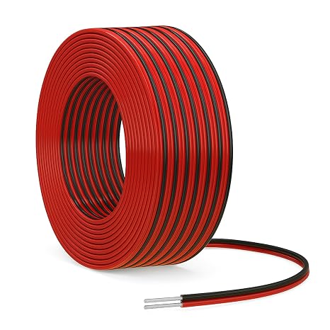 20-Meter 22AWG Electrical Wire Cable | 2 Core Black Red Flexible Extension Cable for LED Strip Lights | High Conductivity Copper Core, Durable &amp; Oxidation Resistant | Ideal for Home and Automo